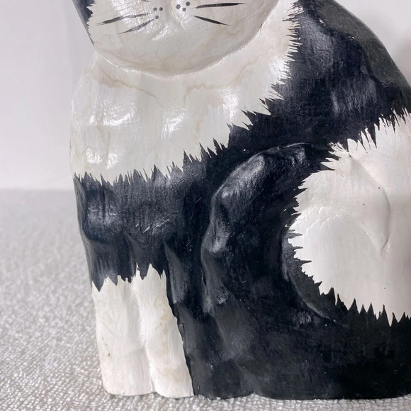 James Haddon Hand  Carved Wood Folk Art Cat Statue Kitty - Picture 8 of 16